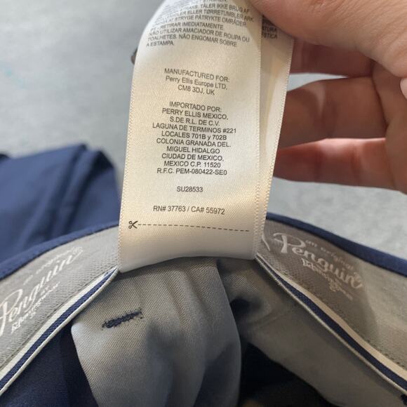 Original Penguin Pants Mens 36 Navy Blue Stretch Nylon Quick Dry Golf Chino - Picture 8 of 10